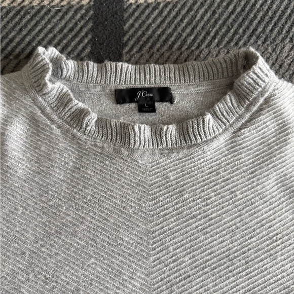 J. Crew Ribbed Sweater with Ruffle Collar - Picture 2 of 3